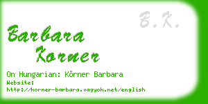 barbara korner business card